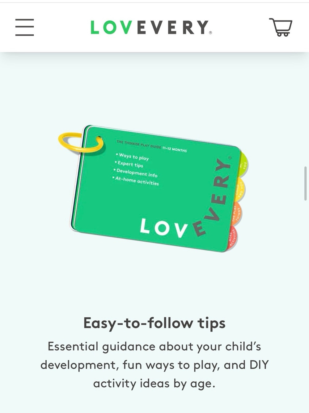 Lovevery the thinker Activity Guide Cards for Kids